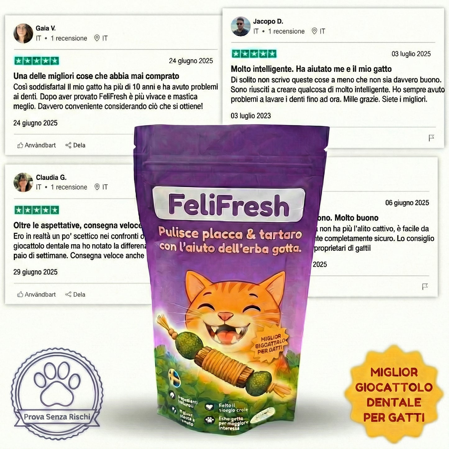 FeliFresh™ - Pulisci i denti del tuo gatto in pochi minuti (4 pezzi)